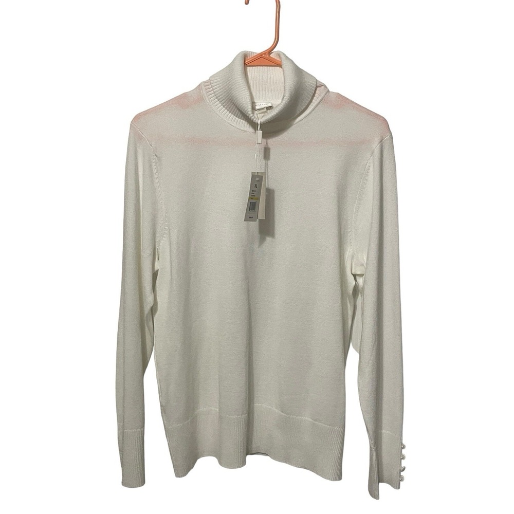 Brand New Cupio Turtleneck Sweater Women's XL White Soft Round Neck‎ Long Sleeve
